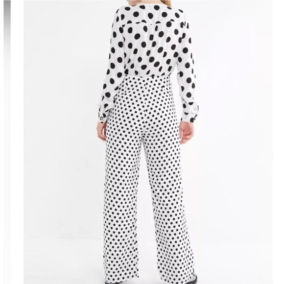 Urban Outfitters UO Mixed Polka Dot Surplice Wide Leg Jumpsuit Size XS - Picture 4 of 13